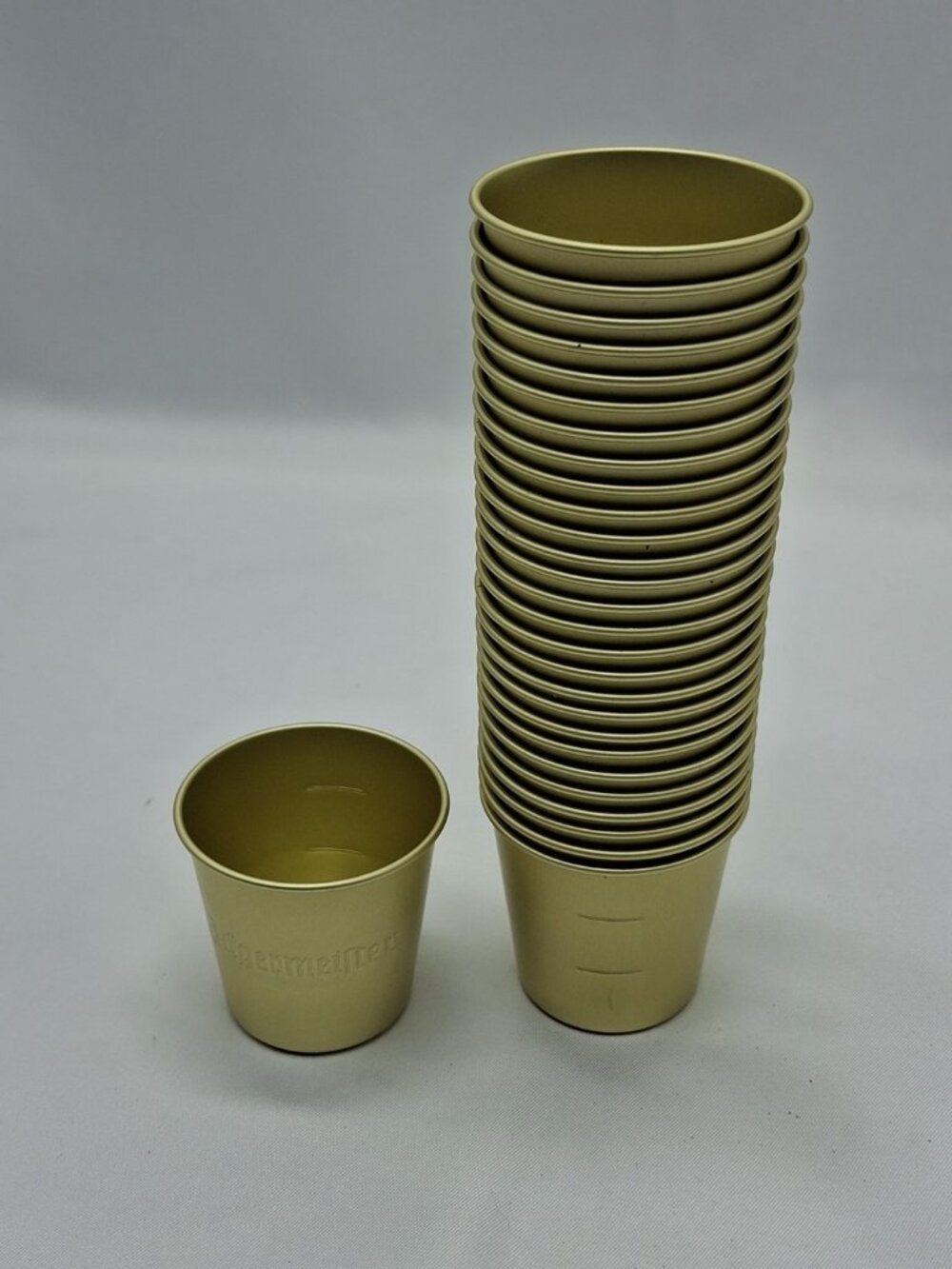 27 JAGERMEISTER  Shot Cups, Gold ALUMINUM JAGER,